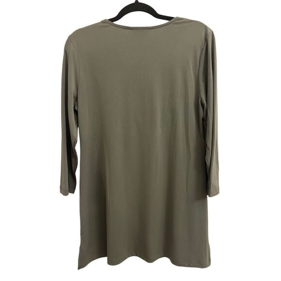 NWT Christopher & Banks Olive green Tunic blouse M stretchy jersey - Picture 2 of 7